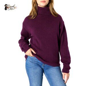 Relaxed-Fit Cotton Blend Turtleneck Pullover Sweater
